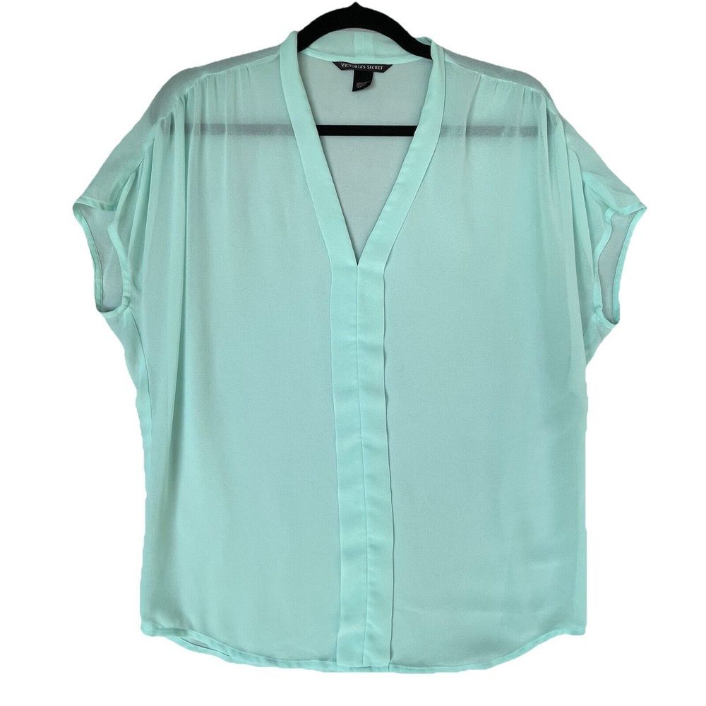 Victoria's Secret Shirt Womens Size XS Aqua Sheer Coquette‎ Fairy Whimsical Boho